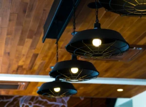 newly installed lighting in modern cafe newly-installed-lighting-in-modern-cafe